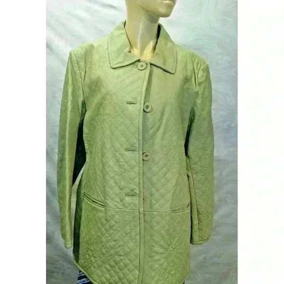 Leather Jacket Lightly Quilted Velvet Trim Pamela McCoy Size XL - Picture 16 of 16